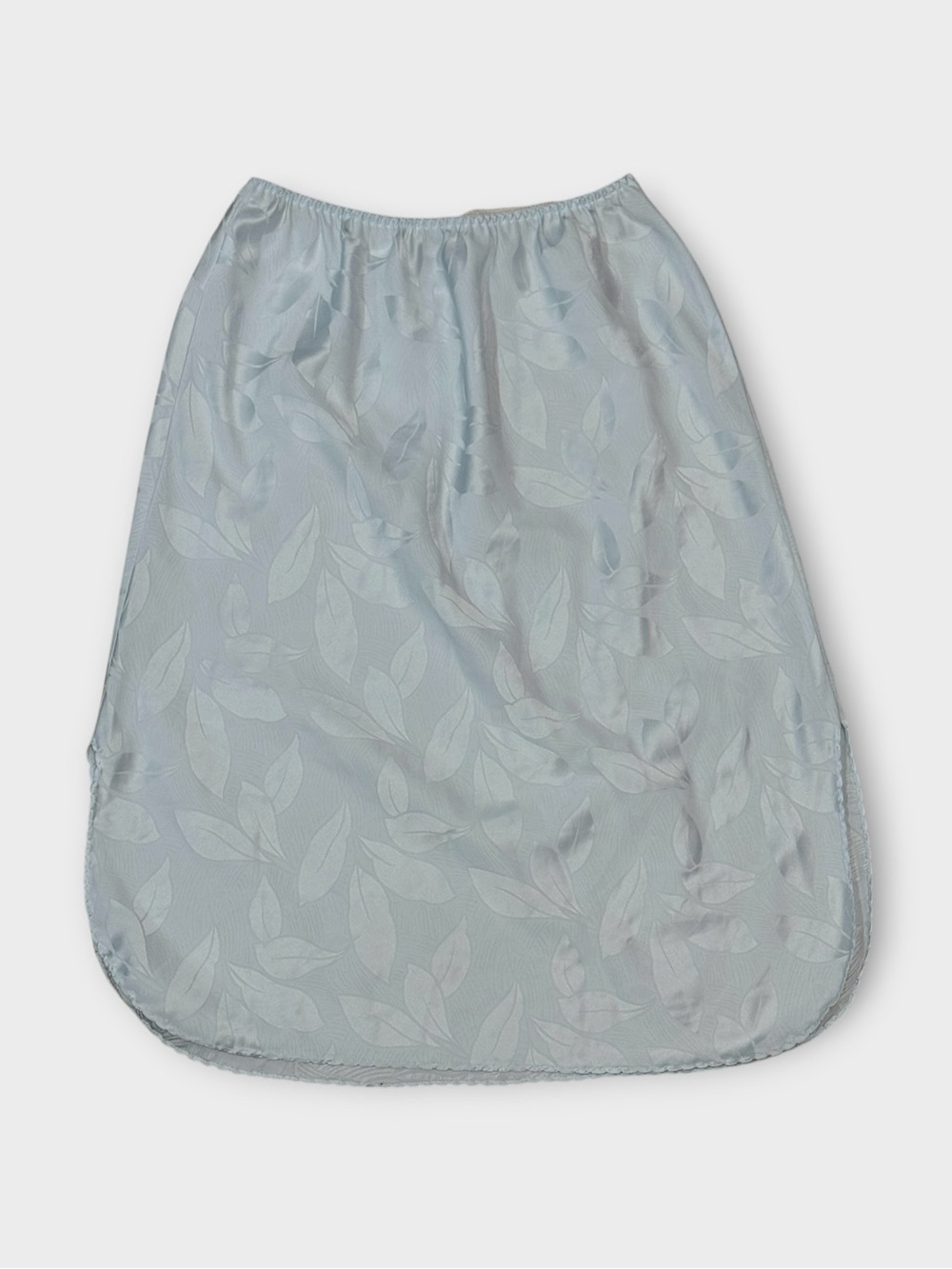 Etienne Vintage Powder Blue Jacquard Satin Slip Skirt — Size S